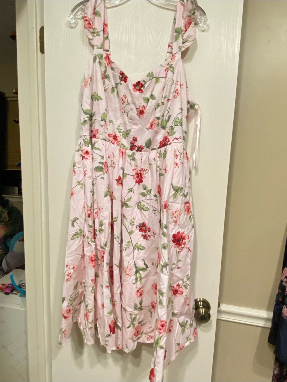 Floral Pink Sundress with Ruffle Straps
